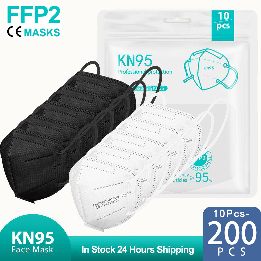 Disposable Surgical Mask - 10-200 buah Masker FPP2 Hitam KN95
